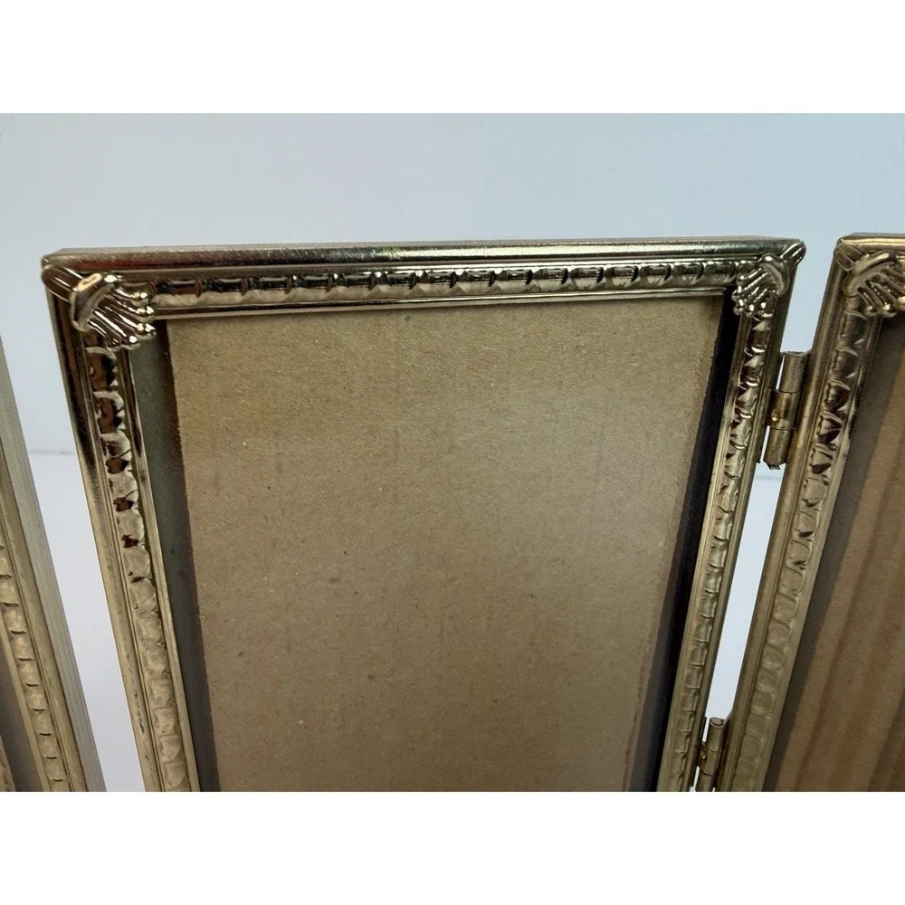 Gold Tone Metal Double Picture Frame 3.5x5
